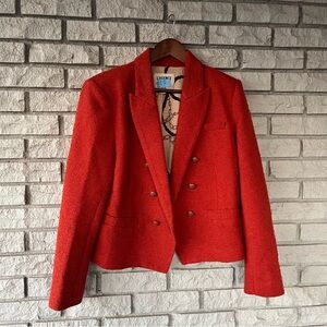 L'Agence Kenzie Orange Double Breasted Tweed Blazer 
Size 10